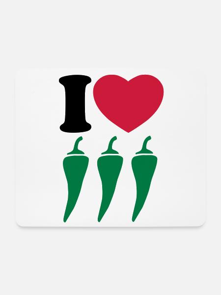 I love chili - Ich liebe Chili - Mousepad (Querformat) - Weiß
