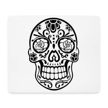 Tête de mort traditionnelle « sugar skull » du Mexique - Tapis de souris (format paysage) - blanc - Devant