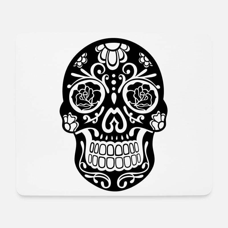Sugar Skull floral – Día de los Muertos Totenkopf - Mousepad (Querformat) - Weiß