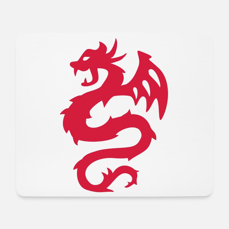 Feuerdrache Silhouette Print - Mousepad (Querformat) - Weiß