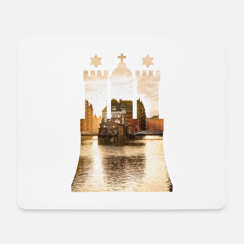 Hamburg - Speicherstadt Wappen - Mousepad (Querformat) - Weiß