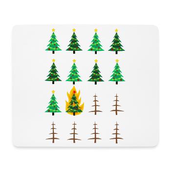 arbre de Noël brûlant, Noël, arbre de Noël - Tapis de souris (format paysage) - blanc - Devant