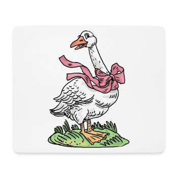Goose with pink ribbon - Mouse Pad (horizontal) - white - Front