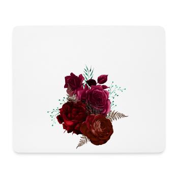 Geometric Moth Over Rose Bouquet - Mouse Pad (horizontal) - white - Front