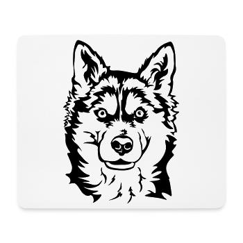 Tête de husky - Tapis de souris (format paysage) - blanc - Devant
