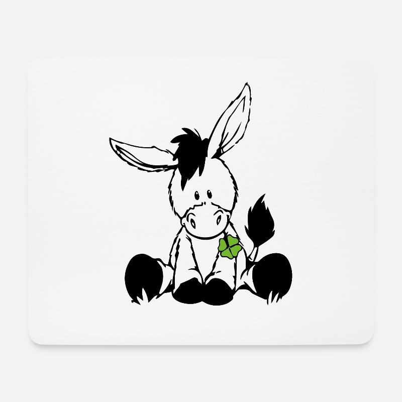 Donkey with green clover - Mouse Pad (horizontal) - white