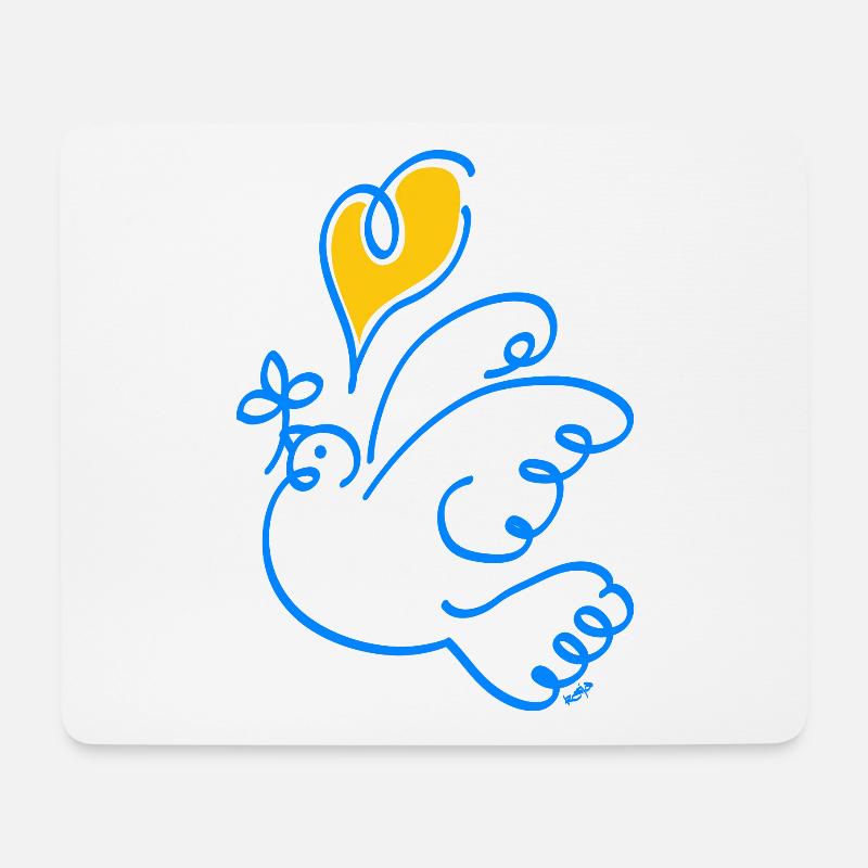 Weisse Taube mit gelbem Herz - Mousepad (Querformat) - Weiß