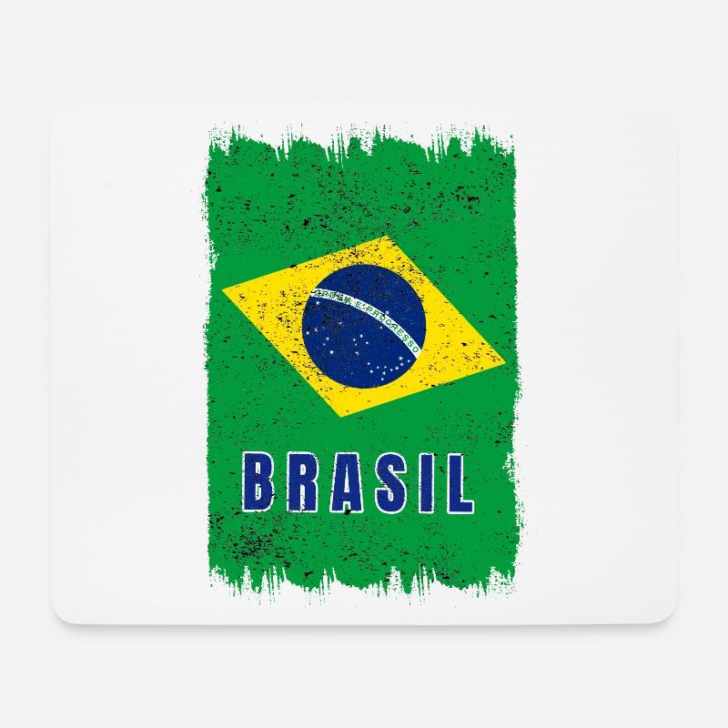 Brasilien Flagge - Mousepad (Querformat) - Weiß