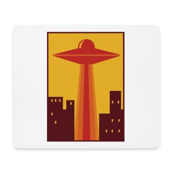 70er Ufo über Stadt - Mousepad (Querformat) - Weiß - Vorne