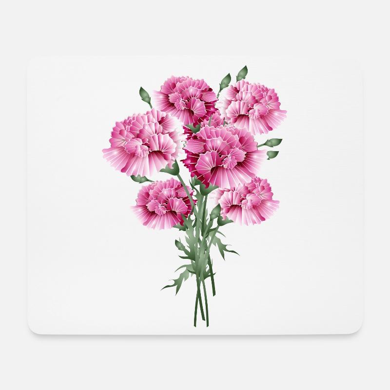 faszinierender rosafarbene Blumenstrauß aus Nelken - Mousepad (Querformat) - Weiß