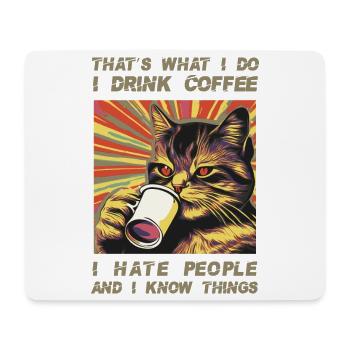 Coffee-drinking, sarcastic cat lover - Mouse Pad (horizontal) - white - Front