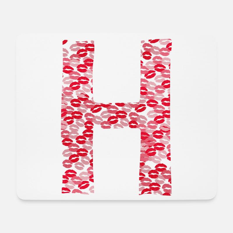 Buchstabe H - T-Shirt-Küsse - Mousepad (Querformat) - Weiß