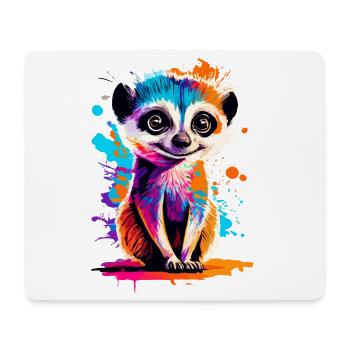 Erdmännchen Farbenfroh - Meerkat aus der Wüste - Mousepad (Querformat) - Weiß - Vorne