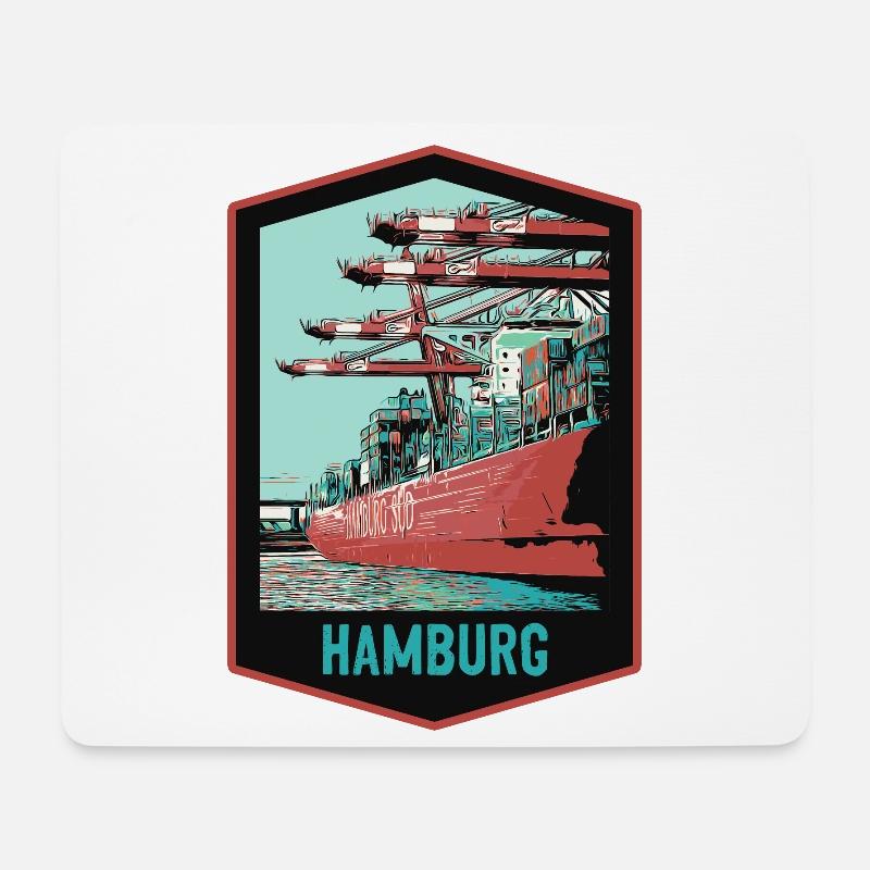 Hamburger Hafen und seine Schiffe - Mousepad (Querformat) - Weiß