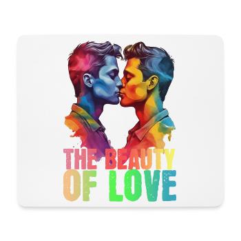 THE BEAUTY OF LOVE, TWO GAY MEN KISSING, LGBTQ+ - Mouse Pad (horizontal) - white - Front