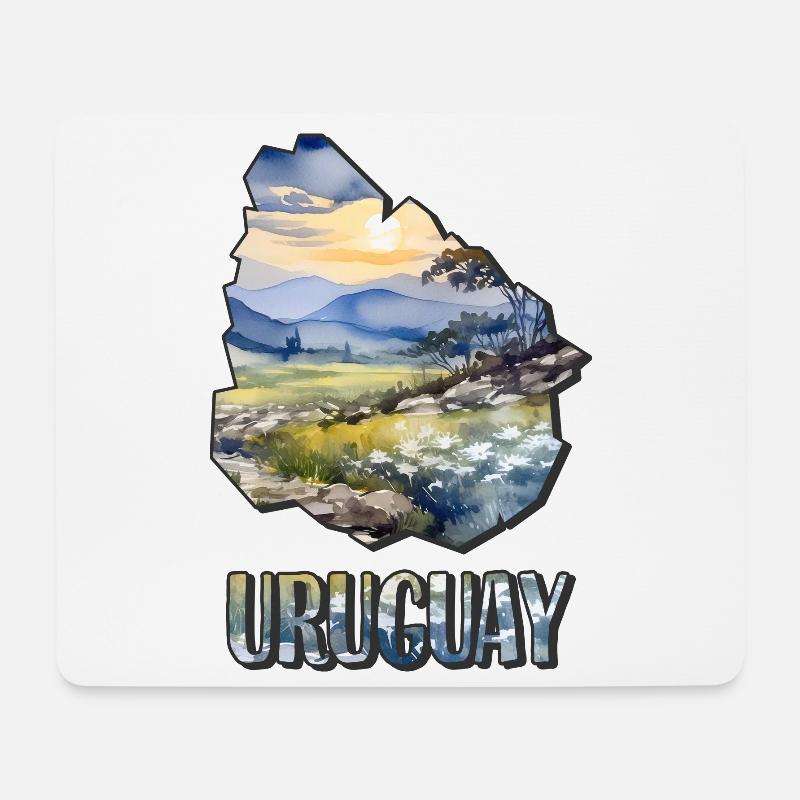 Aquarell Landkarte Uruguay - Mousepad (Querformat) - Weiß