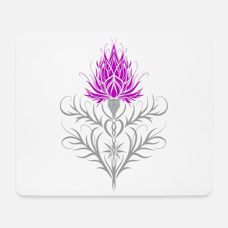 Distel Tattoo Scottish Thistle Botanical Art - Mousepad (Querformat) - Weiß