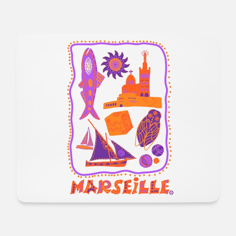 Marseille rétro - voyage et méditerranée - Tapis de souris (format paysage) - blanc