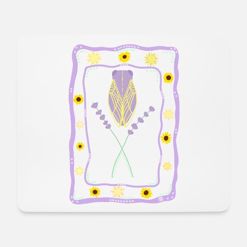Summer Provence Vibes - Zikade und Lavendel - Mousepad (Querformat) - Weiß