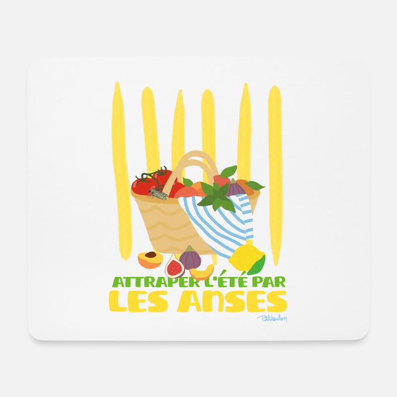 Den Sommer mit den Griffen des Korbes einfangen - Mousepad (Querformat) - Weiß