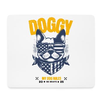 Cooler Hund mit Sonnenbrille – "My Dog Rules" - Mousepad (Querformat) - Weiß - Vorne