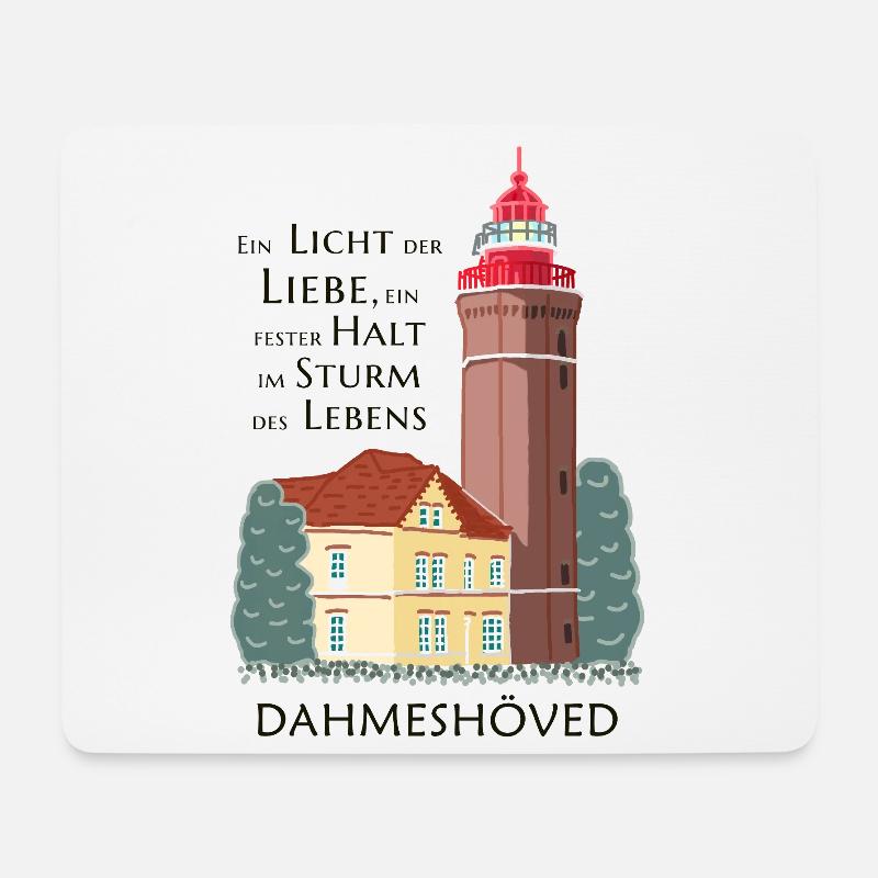 Dahme, Handzeichnung alter Leuchtturm, Dahmeshöved - Mousepad (Querformat) - Weiß