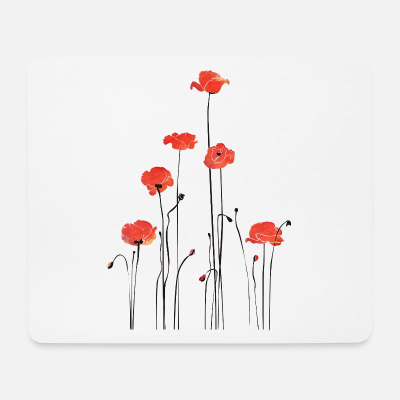 Abstrakte Mohnblumen Illustration - Mousepad (Querformat) - Weiß