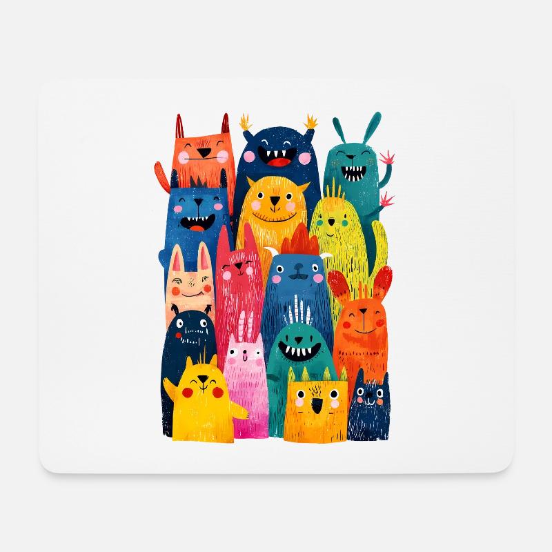 Bunte, skurrile Kreaturen für Kinder - Mousepad (Querformat) - Weiß