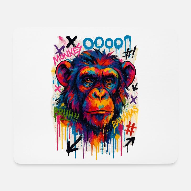 Graffiti-Affenportrait in bunten Farben - Mousepad (Querformat) - Weiß