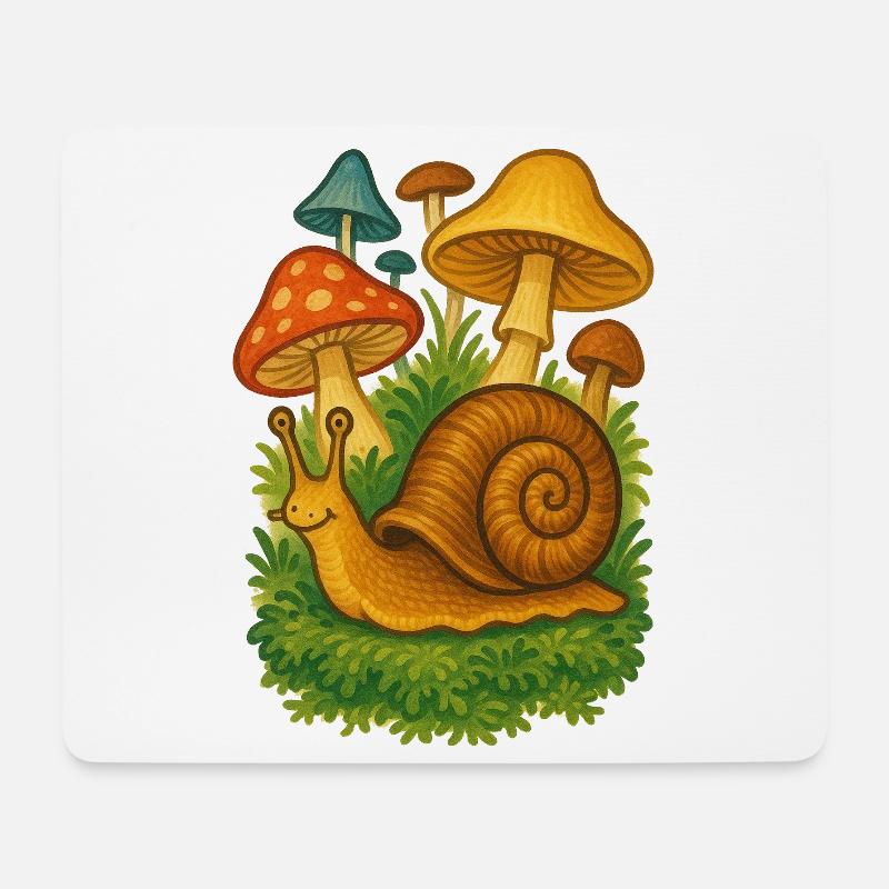 Pilzhain-Schnecke - Mousepad (Querformat) - Weiß