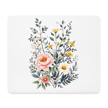 Boho Blumen – Blühende Harmonie - Mousepad (Querformat) - Weiß - Vorne