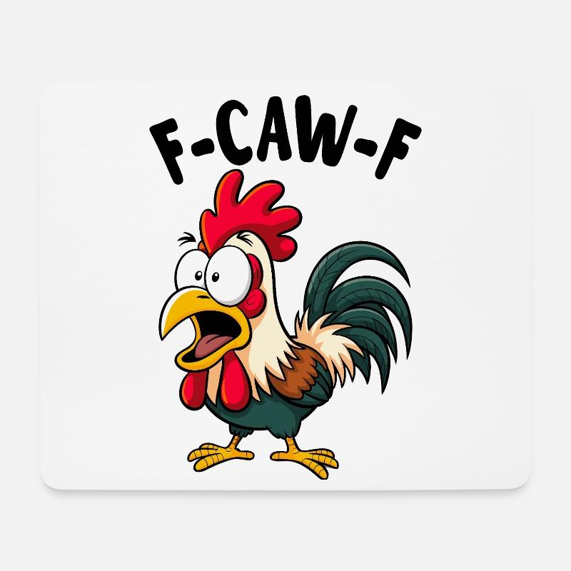 F CAW F Rooster Screaming Meme - Mousepad (Querformat) - Weiß