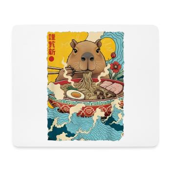 Capybara isst Ramen Nudeln - Mousepad (Querformat) - Weiß - Vorne