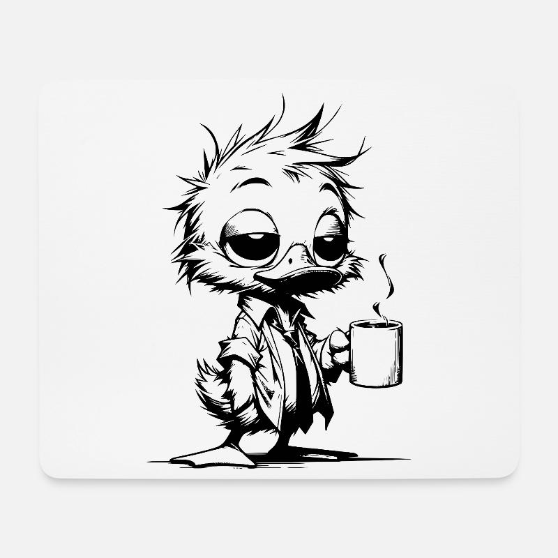 Büro Ente Morgenchaos mit Kaffee im Büro - Mousepad (Querformat) - Weiß
