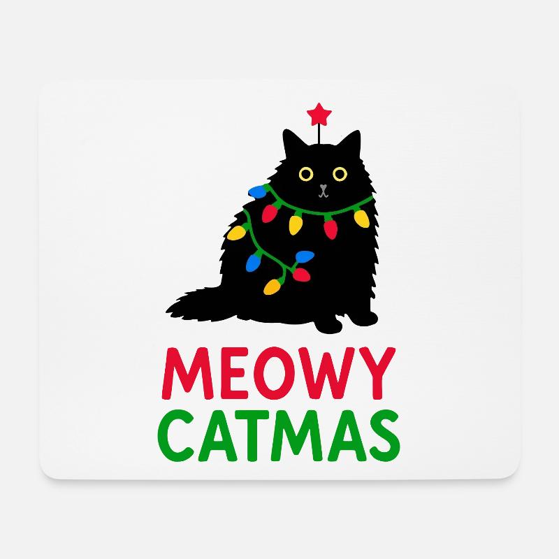 Meowy Catmas - Mousepad (Querformat) - Weiß