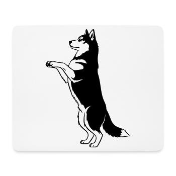Stehender Hund Silhouette Vector - Mousepad (Querformat) - Weiß - Vorne