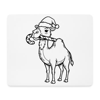 Kamel mit Weihnachtsmütze Illustration - Mousepad (Querformat) - Weiß - Vorne