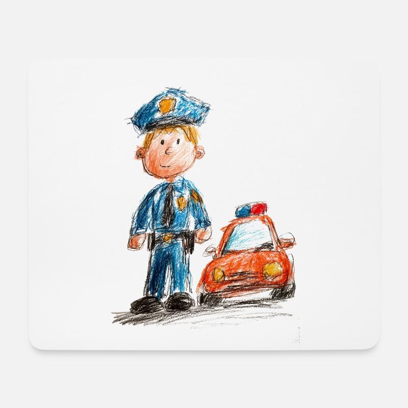 Policeman in children's cartoon - Mouse Pad (horizontal) - white