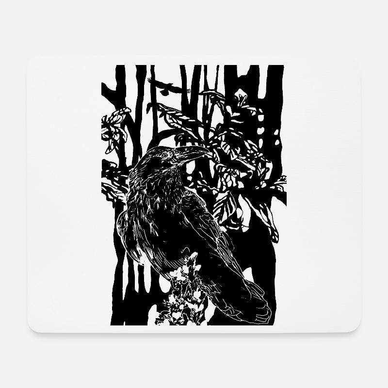 Rabe - Mousepad (Querformat) - Weiß