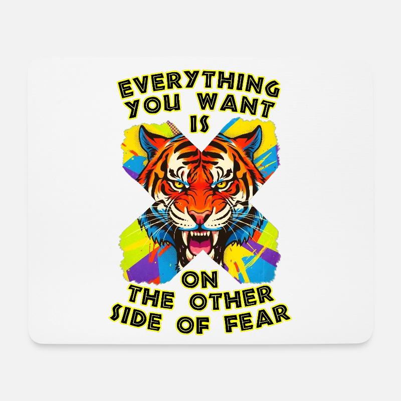 Tiger & Angst - Mousepad (Querformat) - Weiß