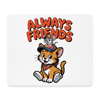 Immer Freunde Katzen Maus - Mousepad (Querformat) - Weiß - Vorne