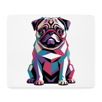 Farbenfroher geometrischer Mops – Lebendiger Pop-Art-Hund - Mousepad (Querformat) - Weiß - Vorne