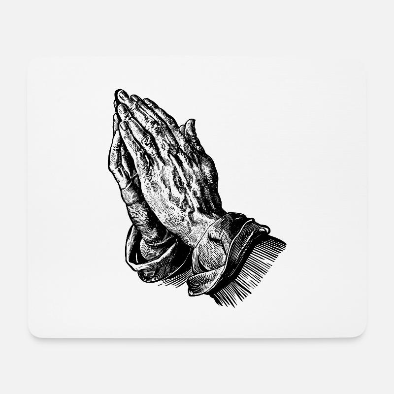 "Praying Hands" mit 6 Fingern AI-Slop - Mousepad (Querformat) - Weiß