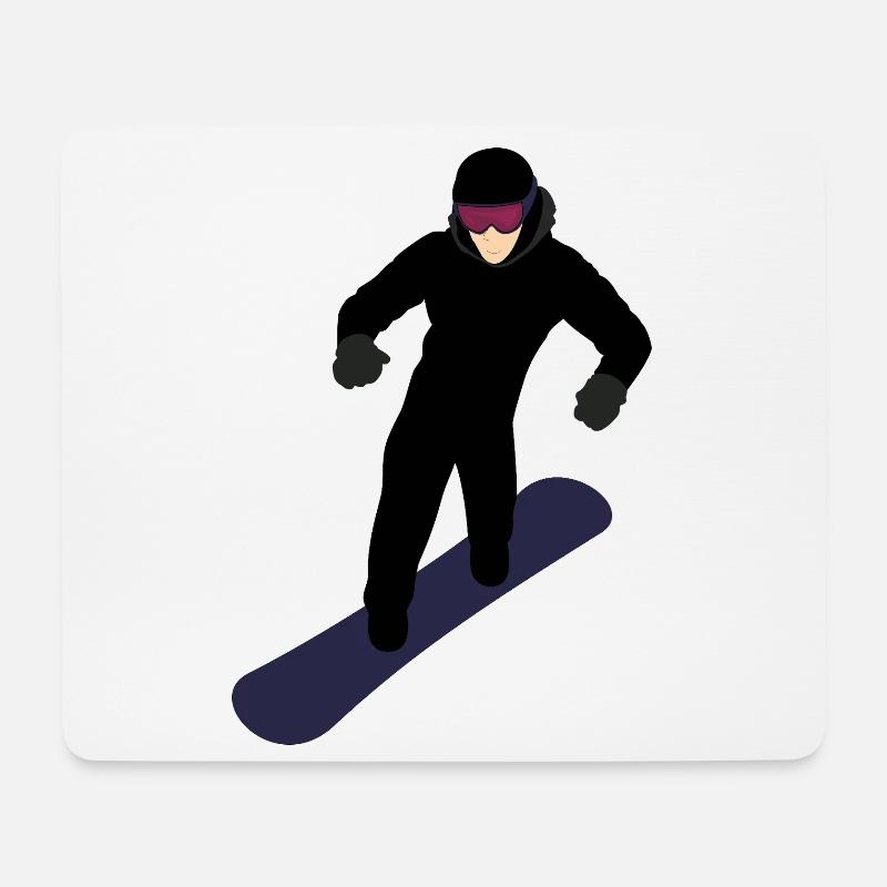 Snowboardeur dynamique - Tapis de souris (format paysage) - blanc