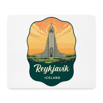 Reykjavik Iceland Retro Sunset Badge - Mouse Pad (horizontal) - white - Front