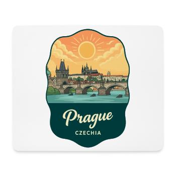 Prager Karlsbrücke Vintage-Abzeichen - Mousepad (Querformat) - Weiß - Vorne