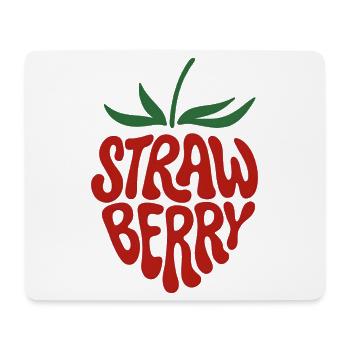Fraise - Design graphique esthétique rétro de fruits - Tapis de souris (format paysage) - blanc - Devant