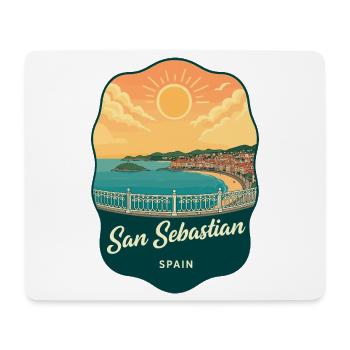 Insigne rétro de coucher de soleil de San Sebastian La Concha - Tapis de souris (format paysage) - blanc - Devant