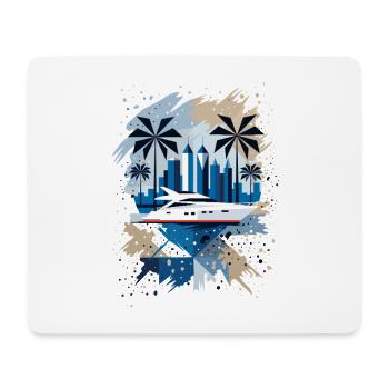 Modern Yacht & City Panorama – Stylish Design - Mouse Pad (horizontal) - white - Front