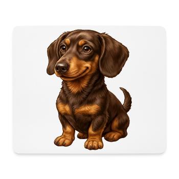 Ami loyal au teckel paisible assis paisiblement - Tapis de souris (format paysage) - blanc - Devant